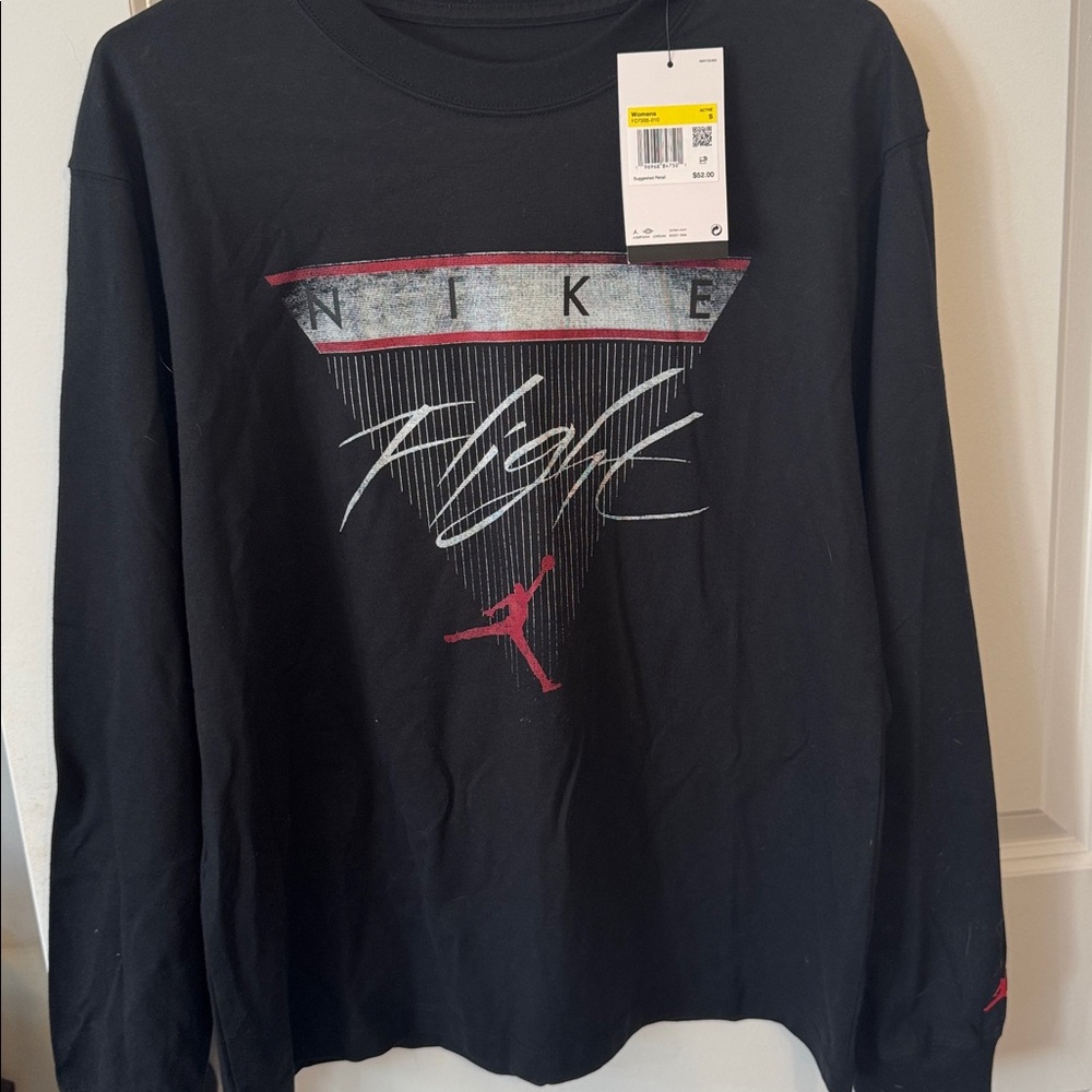 Nike Black and Red Graphic Long Sleeve Tee